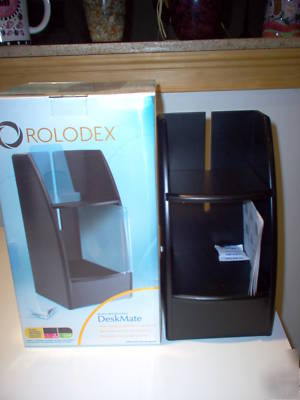 New rolodex deskmate black woodtones. in box 