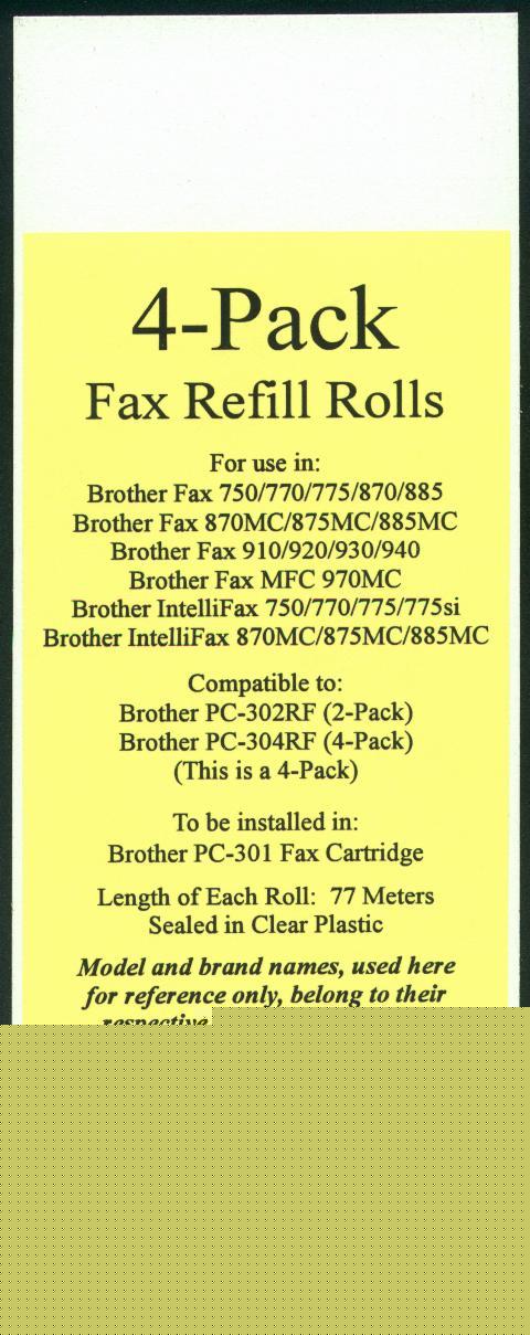 Four pc-301 fax refills for brother fax 750 770 775 870
