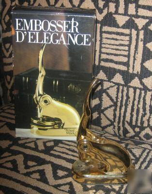 New embosser d'elegance brass-plated embosser. in box 