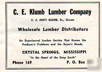 C.e. klumb lumber co crystal springs mi ad 1947