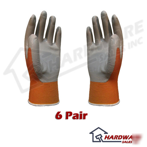 New atlas fit 370 orange nitrile gloves small s 6-pack 