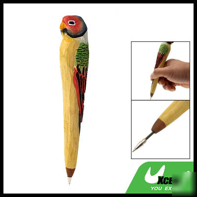 Parrot shaped wooden animal ballpoint ball point pen