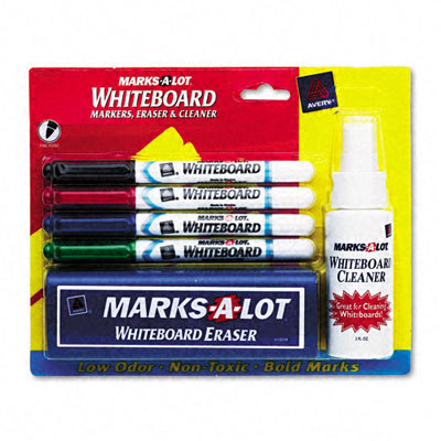 Pen style dry erase marker kit fine point assortd 4/set