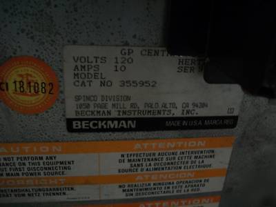 Beckman gp centrifuge complete unit 
