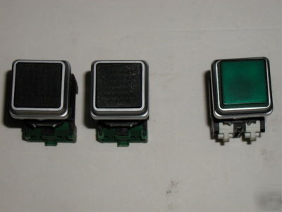 Black pushbutton switches qty. 2 plus 1 indicator