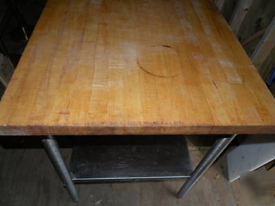 Maple butcher block top food prep table 96 x 30 