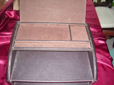 Three piece desk set / holder w/ covered compartment