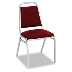 Alera square back stacking chairs with burgundy fabric
