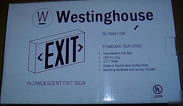 Lot 6 x westinghouse incandescent red green exit signs