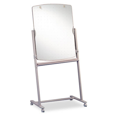 Reversible mobile prestn easel, dry-erase,neutral frame