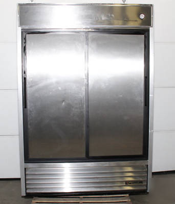True tsd 47 2 sliding door refrigerator stainless steel