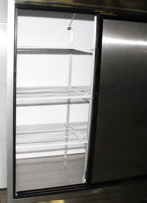 True tsd 47 2 sliding door refrigerator stainless steel