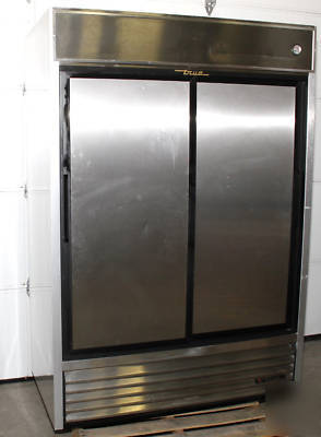 True tsd 47 2 sliding door refrigerator stainless steel