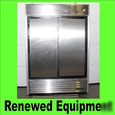 True tsd 47 2 sliding door refrigerator stainless steel