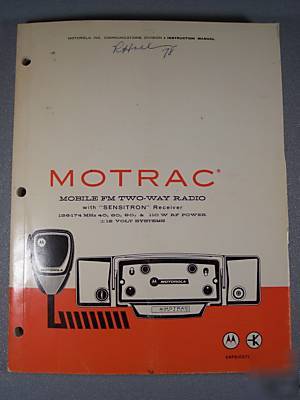 Motorola motrac mobile two- way radio manual sensitron