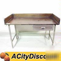 Used comm 60X30 solid wood top work equip prep table