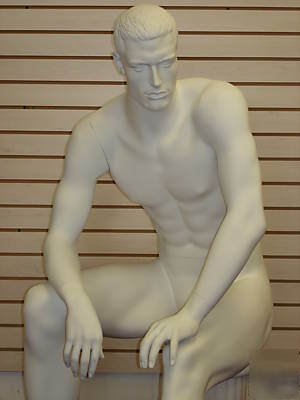 White color masculine male mannequin ma-16 / with stool