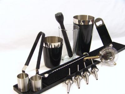 Black vinyl boston cocktail shaker kit bar equipment