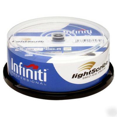 InfinitiÂ® lightscribe cd 700MB 52X 25PK cakebox premium