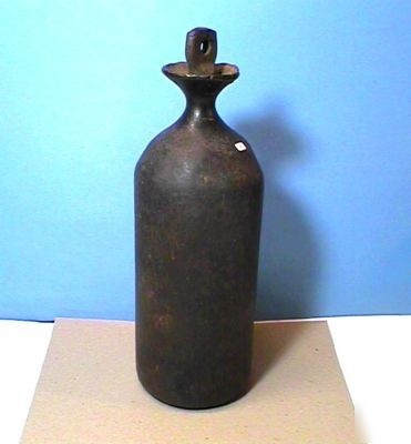 Mercury flask & plug tall antique iron mining idria aus