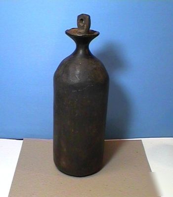 Mercury flask & plug tall antique iron mining idria aus