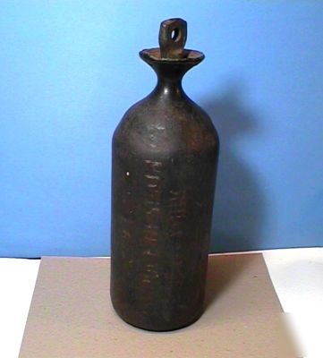 Mercury flask & plug tall antique iron mining idria aus