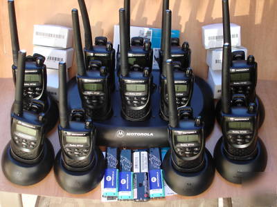 12 motorola CP100 vhf radios with gang charger +extra