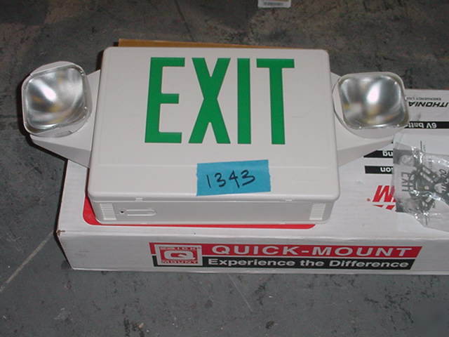 Lithonia emergency exit sign/lights with battery backup