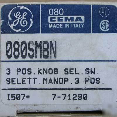 New ge cema 080 080SMBN 3 pos knob selector switch 