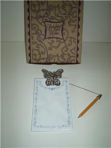 Brighton silver lg butterfly note pad & pencil set 