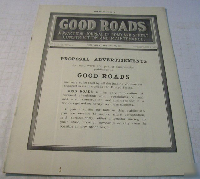 Good roads 1912 construction magazine vol.42, no.22