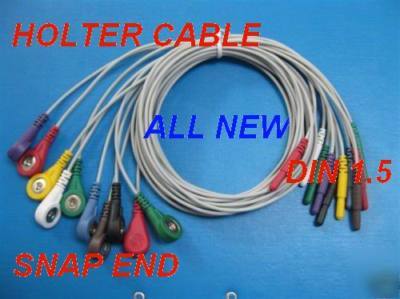 Holter cable 10 leadwires DIN1.5 tpu 0.9M snap end