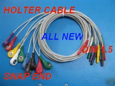 Holter cable 10 leadwires DIN1.5 tpu 0.9M snap end