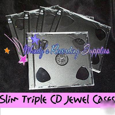 New slim triple three 3 jewel case cd dvd 4 pack