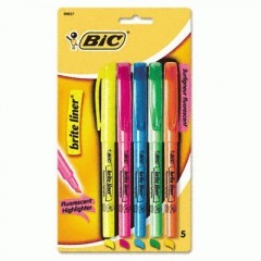 Brite liner highlighter, chisel point, pocket clip, ass