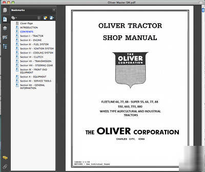 Oliver fleetline 66 77 88 55 super tractor shop manual