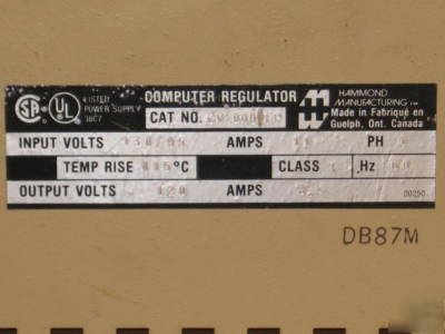 Hammond manufacturing 120VOLTS 8.4AMPCOMPUTER regulator