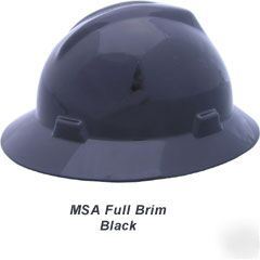 New msa full brim hardhat black ratchet hard hat