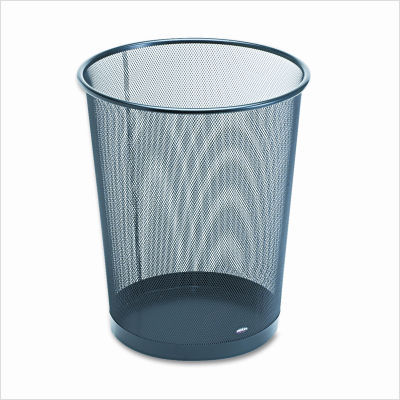 Rolodex wastebasket, round, wire mesh, black