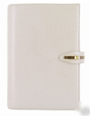 Filofax panama personal organiser pearl white leather