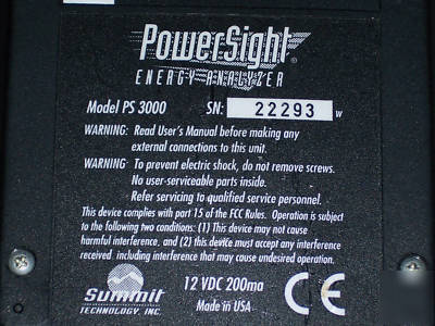 PS3000 powersight volt current power factor analyzer
