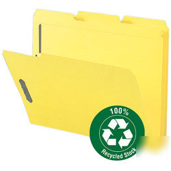 Smead 12941 letter sz fastener folders, yellow, 50/bx