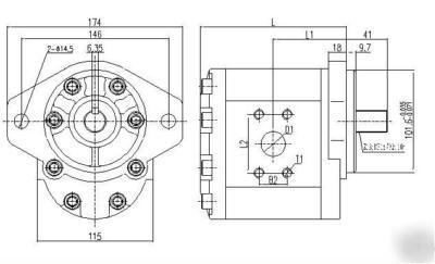 Hydraulic gear pump-group 3- 60CC/rev 2 bolt 13T shaft