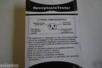 Ac outlet electrical receptacle tester 3 prong plug gnd