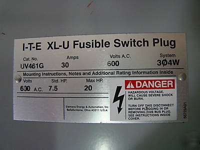 New ite xl-u 30 amp bus plug disconnect busway siemens