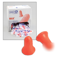 MAX1 uncorded foam disposable earplugs 200 pair per box