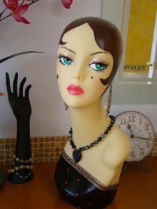 Ooak painted mannequin head -flapper jewelry display