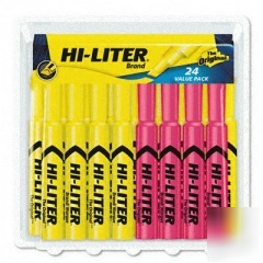 Hi-liter desk-style chisel tip highlighter, 24 fluoresc