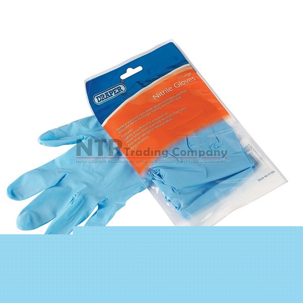Pk of 10 disposable nitrile gloves