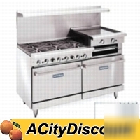 New imperial 60IN restaurant range 4 gas burners, oven